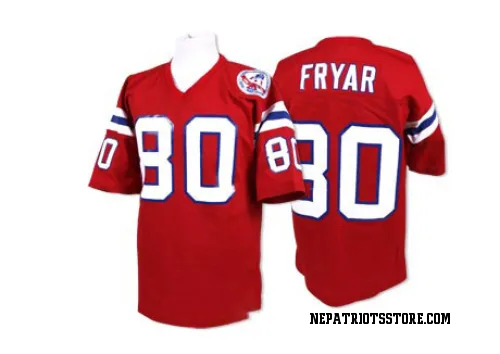New England Patriots Men's Authentic Red Mitchell And Ness Throwback Jersey (80 Irving Fryar)