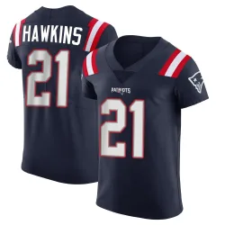 New England Patriots Men's Elite Navy Team Color Vapor Untouchable Jersey (21 Jaylinn Hawkins)