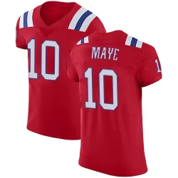 New England Patriots Men's Elite Red Vapor Untouchable Alternate Jersey (10 Drake Maye)
