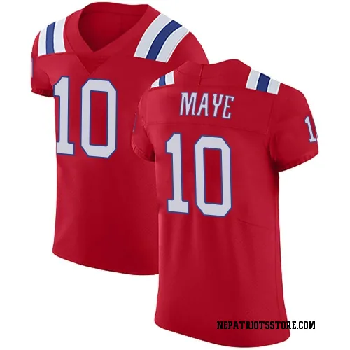 New England Patriots Men's Elite Red Vapor Untouchable Alternate Jersey (10 Drake Maye)