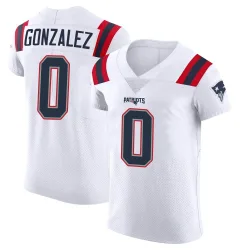 New England Patriots Men's Elite White Vapor Untouchable Jersey (0 Christian Gonzalez)