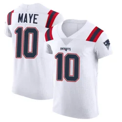 New England Patriots Men's Elite White Vapor Untouchable Jersey (10 Drake Maye)