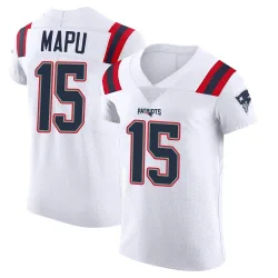 New England Patriots Men's Elite White Vapor Untouchable Jersey (15 Marte Mapu)