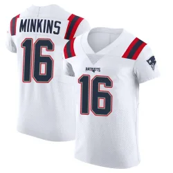 New England Patriots Men's Elite White Vapor Untouchable Jersey (16 Josh Minkins)