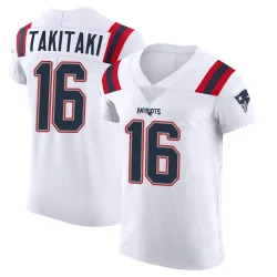 New England Patriots Men's Elite White Vapor Untouchable Jersey (16 Sione Takitaki)