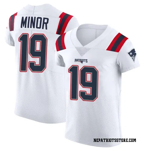 New England Patriots Men's Elite White Vapor Untouchable Jersey (19 Kobee Minor)