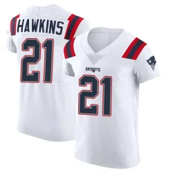 New England Patriots Men's Elite White Vapor Untouchable Jersey (21 Jaylinn Hawkins)