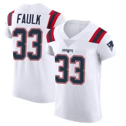 New England Patriots Men's Elite White Vapor Untouchable Jersey (33 Kevin Faulk)
