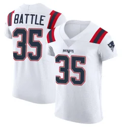 New England Patriots Men's Elite White Vapor Untouchable Jersey (35 Miles Battle)