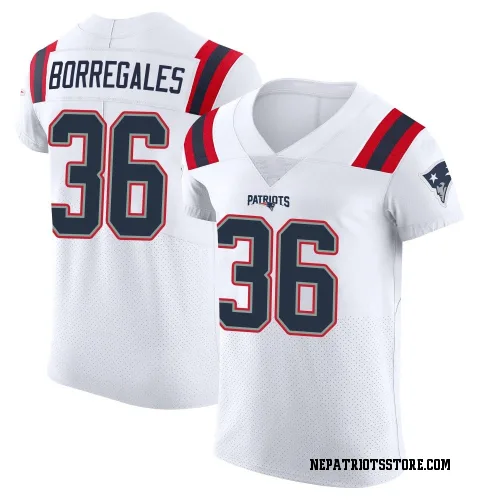 New England Patriots Men's Elite White Vapor Untouchable Jersey (36 Andy Borregales)