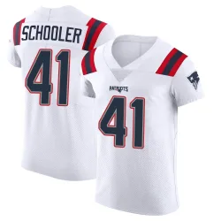 New England Patriots Men's Elite White Vapor Untouchable Jersey (41 Brenden Schooler)