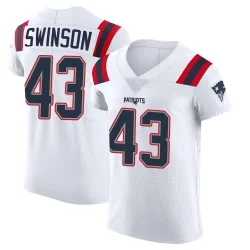New England Patriots Men's Elite White Vapor Untouchable Jersey (43 Bradyn Swinson)