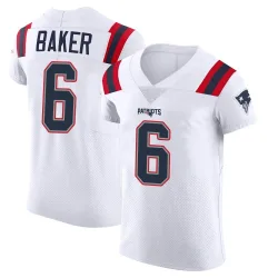 New England Patriots Men's Elite White Vapor Untouchable Jersey (6 Javon Baker)