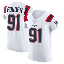 New England Patriots Men's Elite White Vapor Untouchable Jersey (91 Elijah Ponder)