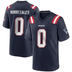 New England Patriots Men's Game Navy Blue Team Color Jersey (0 Andres Borregales)