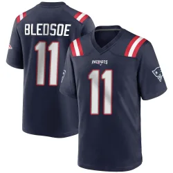New England Patriots Men's Game Navy Blue Team Color Jersey (11 Drew Bledsoe)