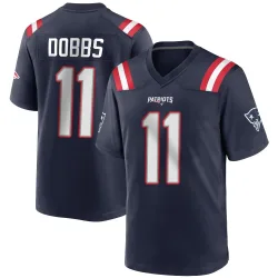New England Patriots Men's Game Navy Blue Team Color Jersey (11 Joshua Dobbs)