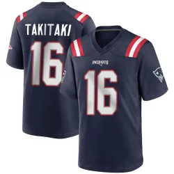 New England Patriots Men's Game Navy Blue Team Color Jersey (16 Sione Takitaki)