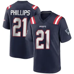 New England Patriots Men's Game Navy Blue Team Color Jersey (21 Adrian Phillips)
