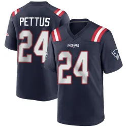 New England Patriots Men's Game Navy Blue Team Color Jersey (24 Dell Pettus)