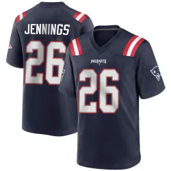 New England Patriots Men's Game Navy Blue Team Color Jersey (26 Terrell Jennings)
