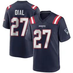 New England Patriots Men's Game Navy Blue Team Color Jersey (27 Marcellas Dial Jr.)