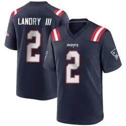 New England Patriots Men's Game Navy Blue Team Color Jersey (2 Harold Landry III)
