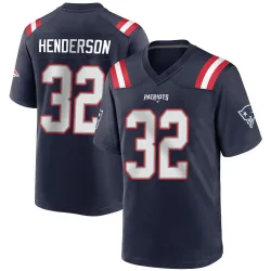 New England Patriots Men's Game Navy Blue Team Color Jersey (32 TreVeyon Henderson)