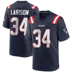 New England Patriots Men's Game Navy Blue Team Color Jersey (34 Lan Larison)