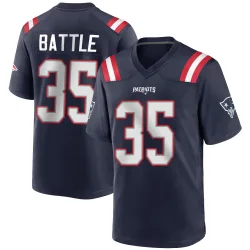 New England Patriots Men's Game Navy Blue Team Color Jersey (35 Miles Battle)