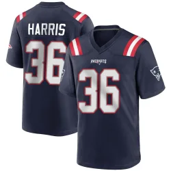 New England Patriots Men's Game Navy Blue Team Color Jersey (36 Kevin Harris)