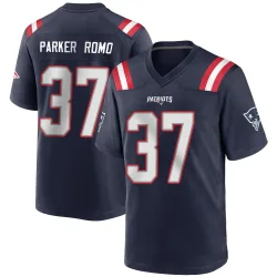 New England Patriots Men's Game Navy Blue Team Color Jersey (37 John Parker Romo)