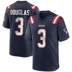 New England Patriots Men's Game Navy Blue Team Color Jersey (3 DeMario Douglas)