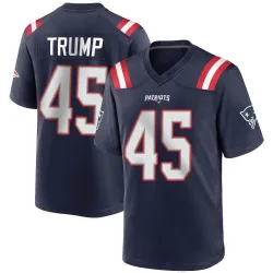 New England Patriots Men's Game Navy Blue Team Color Jersey (45 Donald Trump)