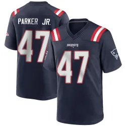 New England Patriots Men's Game Navy Blue Team Color Jersey (47 Andrew Parker Jr.)