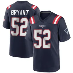 New England Patriots Men's Game Navy Blue Team Color Jersey (52 Marcus Bryant)