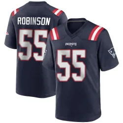 New England Patriots Men's Game Navy Blue Team Color Jersey (55 Tyrese Robinson)