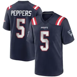 New England Patriots Men's Game Navy Blue Team Color Jersey (5 Jabrill Peppers)
