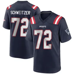 New England Patriots Men's Game Navy Blue Team Color Jersey (72 Wes Schweitzer)