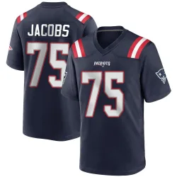 New England Patriots Men's Game Navy Blue Team Color Jersey (75 Demontrey Jacobs)