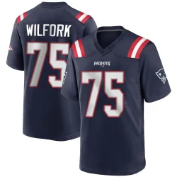 New England Patriots Men's Game Navy Blue Team Color Jersey (75 Vince Wilfork)