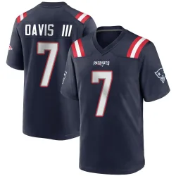 New England Patriots Men's Game Navy Blue Team Color Jersey (7 Carlton Davis III)