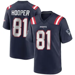 New England Patriots Men's Game Navy Blue Team Color Jersey (81 Austin Hooper)