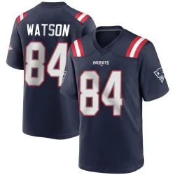New England Patriots Men's Game Navy Blue Team Color Jersey (84 Benjamin Watson)
