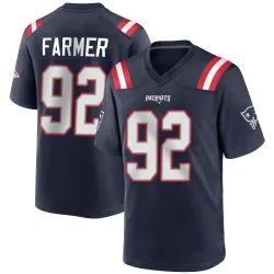 New England Patriots Men's Game Navy Blue Team Color Jersey (92 Joshua Farmer)