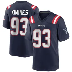 New England Patriots Men's Game Navy Blue Team Color Jersey (93 Oshane Ximines)