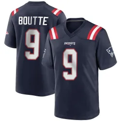 New England Patriots Men's Game Navy Blue Team Color Jersey (9 Kayshon Boutte)