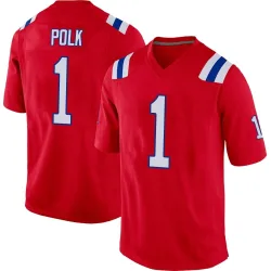 New England Patriots Men's Game Red Alternate Jersey (1 Ja'Lynn Polk)