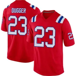 New England Patriots Men's Game Red Alternate Jersey (23 Kyle Dugger)