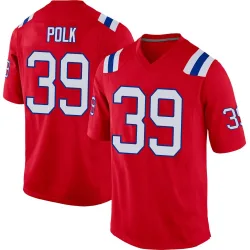 New England Patriots Men's Game Red Alternate Jersey (39 Jordan Polk)